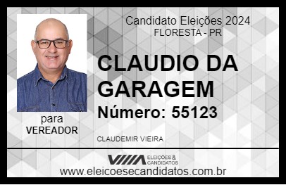 Candidato CLAUDIO DA GARAGEM 2024 - FLORESTA - Eleições