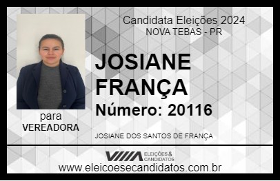 Candidato JOSIANE FRANÇA 2024 - NOVA TEBAS - Eleições