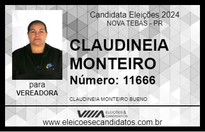 Candidato CLAUDINEIA MONTEIRO 2024 - NOVA TEBAS - Eleições