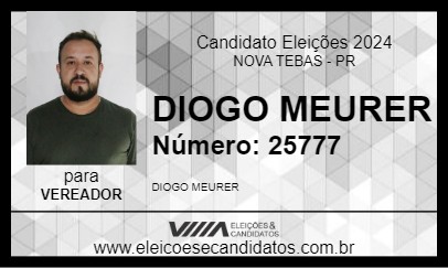 Candidato DIOGO MEURER 2024 - NOVA TEBAS - Eleições