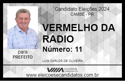 Candidato VERMELHO DA RADIO 2024 - CAMBÉ - Eleições