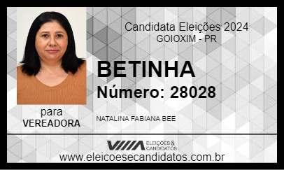 Candidato BETINHA 2024 - GOIOXIM - Eleições