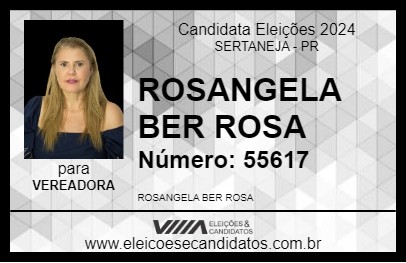 Candidato ROSANGELA BER ROSA 2024 - SERTANEJA - Eleições