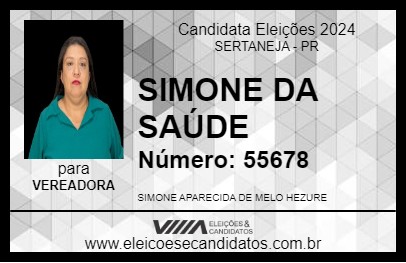 Candidato SIMONE DA SAÚDE 2024 - SERTANEJA - Eleições