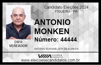 Candidato ANTONIO MONKEN 2024 - FIGUEIRA - Eleições