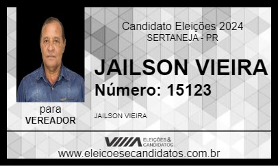 Candidato JAILSON VIEIRA 2024 - SERTANEJA - Eleições