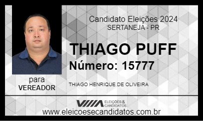 Candidato THIAGO PUFF 2024 - SERTANEJA - Eleições