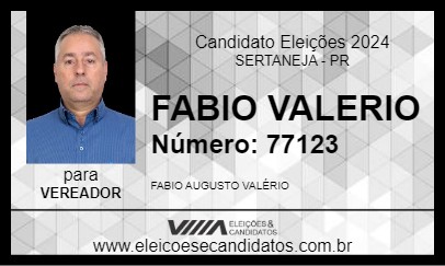 Candidato FABIO VALERIO 2024 - SERTANEJA - Eleições