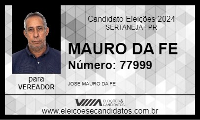 Candidato MAURO DA FE 2024 - SERTANEJA - Eleições