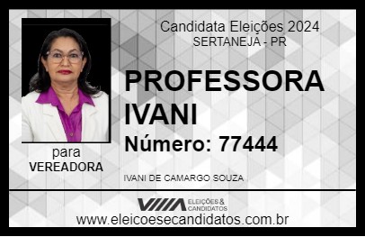 Candidato PROFESSORA IVANI 2024 - SERTANEJA - Eleições