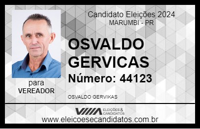 Candidato OSVALDO GERVICAS 2024 - MARUMBI - Eleições