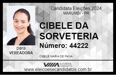 Candidato CIBELE DA SORVETERIA 2024 - MARUMBI - Eleições