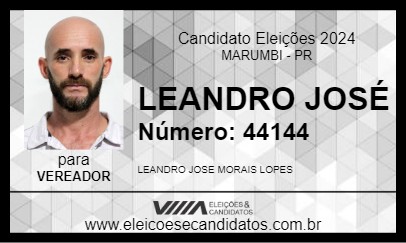 Candidato LEANDRO JOSÉ 2024 - MARUMBI - Eleições