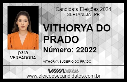 Candidato VITHORYA DO PRADO 2024 - SERTANEJA - Eleições