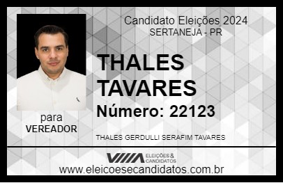 Candidato THALES TAVARES 2024 - SERTANEJA - Eleições