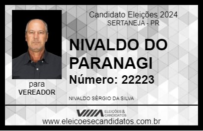 Candidato NIVALDO DO PARANAGI 2024 - SERTANEJA - Eleições