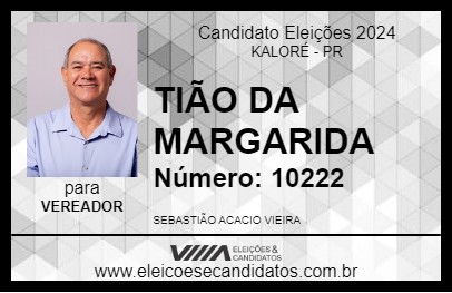 Candidato TIÃO DA MARGARIDA 2024 - KALORÉ - Eleições