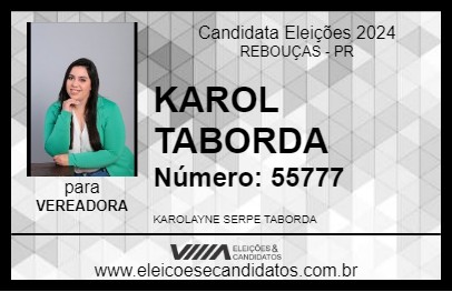 Candidato KAROL TABORDA 2024 - REBOUÇAS - Eleições