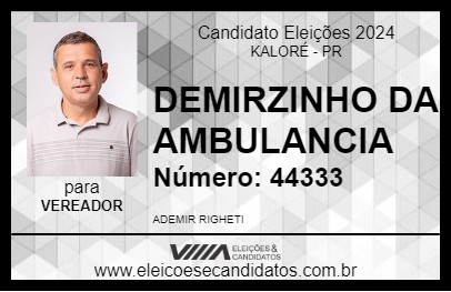 Candidato DEMIRZINHO DA AMBULANCIA 2024 - KALORÉ - Eleições