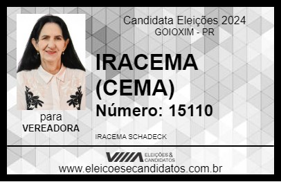 Candidato IRACEMA (CEMA) 2024 - GOIOXIM - Eleições