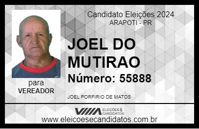 Candidato JOEL DO MUTIRAO 2024 - ARAPOTI - Eleições