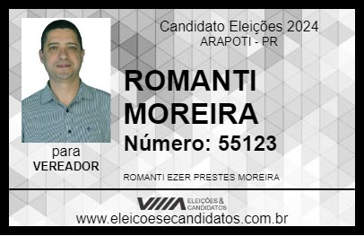 Candidato ROMANTI MOREIRA 2024 - ARAPOTI - Eleições