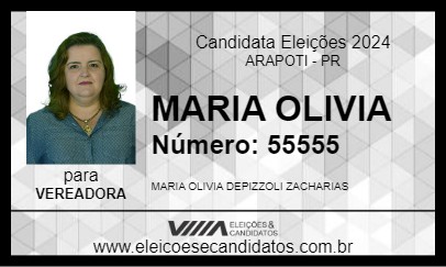 Candidato MARIA OLIVIA 2024 - ARAPOTI - Eleições