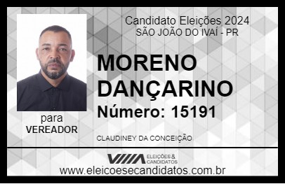 Candidato MORENO DANÇARINO 2024 - SÃO JOÃO DO IVAÍ - Eleições