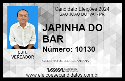 Candidato JAPINHA DO BAR 2024 - SÃO JOÃO DO IVAÍ - Eleições