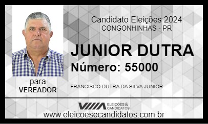 Candidato JUNIOR DUTRA 2024 - CONGONHINHAS - Eleições