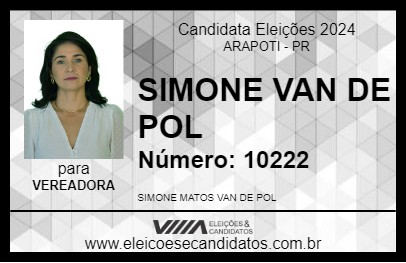 Candidato SIMONE VAN DE POL 2024 - ARAPOTI - Eleições