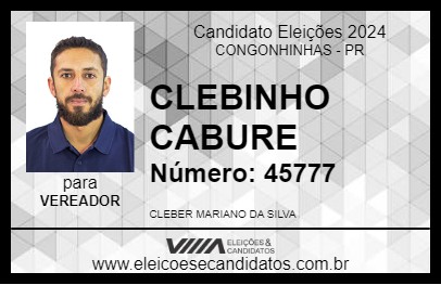 Candidato CLEBINHO CABURE 2024 - CONGONHINHAS - Eleições