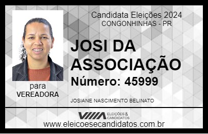 Candidato JOSI DA ASSOCIAÇÃO 2024 - CONGONHINHAS - Eleições