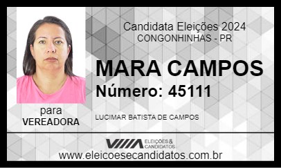 Candidato MARA CAMPOS 2024 - CONGONHINHAS - Eleições