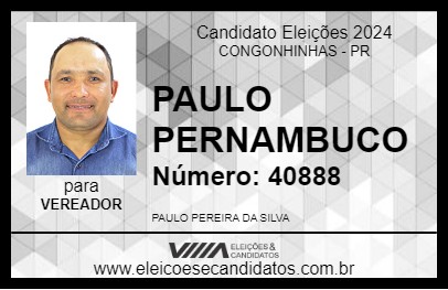 Candidato PAULO PERNAMBUCO 2024 - CONGONHINHAS - Eleições