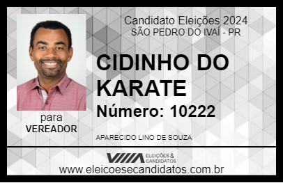 Candidato CIDINHO DO KARATE 2024 - SÃO PEDRO DO IVAÍ - Eleições