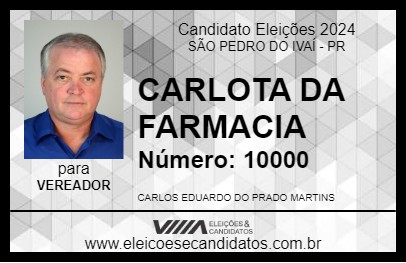 Candidato CARLOTA DA FARMACIA 2024 - SÃO PEDRO DO IVAÍ - Eleições