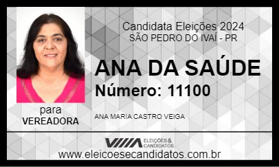 Candidato ANA DA SAÚDE 2024 - SÃO PEDRO DO IVAÍ - Eleições