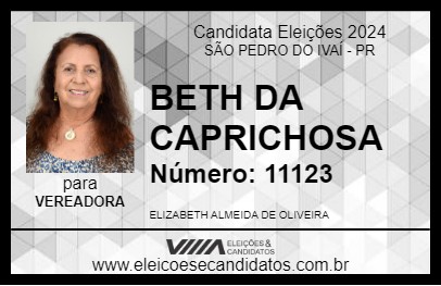 Candidato BETH DA CAPRICHOSA 2024 - SÃO PEDRO DO IVAÍ - Eleições