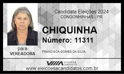 Candidato CHIQUINHA 2024 - CONGONHINHAS - Eleições