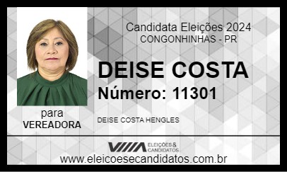 Candidato DEISE COSTA 2024 - CONGONHINHAS - Eleições