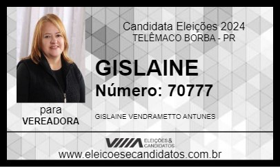 Candidato GISLAINE DO MALÃO 2024 - TELÊMACO BORBA - Eleições