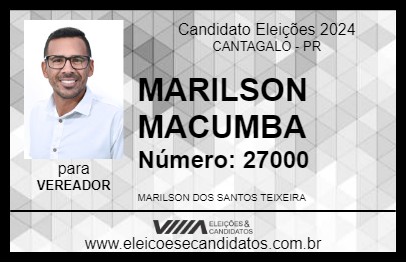 Candidato MARILSON MACUMBA 2024 - CANTAGALO - Eleições