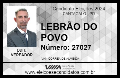 Candidato LEBRÃO DO POVO 2024 - CANTAGALO - Eleições