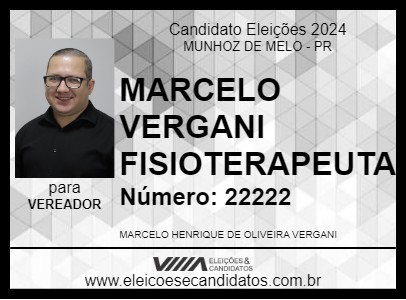 Candidato MARCELO VERGANI FISIOTERAPEUTA 2024 - MUNHOZ DE MELO - Eleições