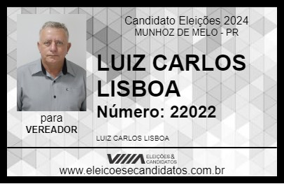 Candidato LUIZ CARLOS LISBOA 2024 - MUNHOZ DE MELO - Eleições