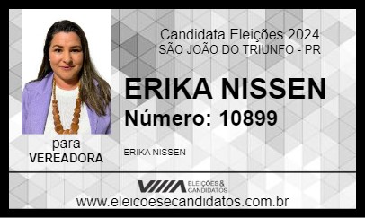 Candidato ERIKA NISSEN 2024 - SÃO JOÃO DO TRIUNFO - Eleições