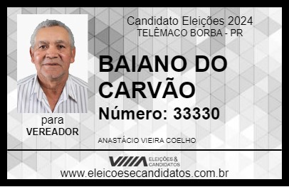 Candidato BAIANO DO CARVÃO 2024 - TELÊMACO BORBA - Eleições