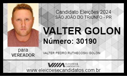 Candidato VALTER GOLON 2024 - SÃO JOÃO DO TRIUNFO - Eleições