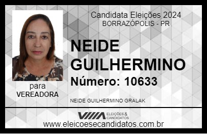 Candidato NEIDE GUILHERMINO 2024 - BORRAZÓPOLIS - Eleições